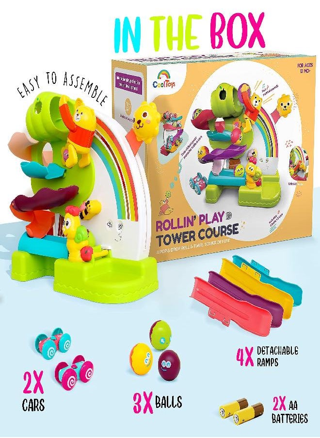 CoolToys - Toddlers Ball Drop Toy - 2 In 1 Developmental Car Ramp Race Track & Ball Popper Tracker Toy - Educational Montessori 1St Birthday Gift For Baby Kids Boys & Girls 1-3 Old - Fun Musical Sounds - Image 1