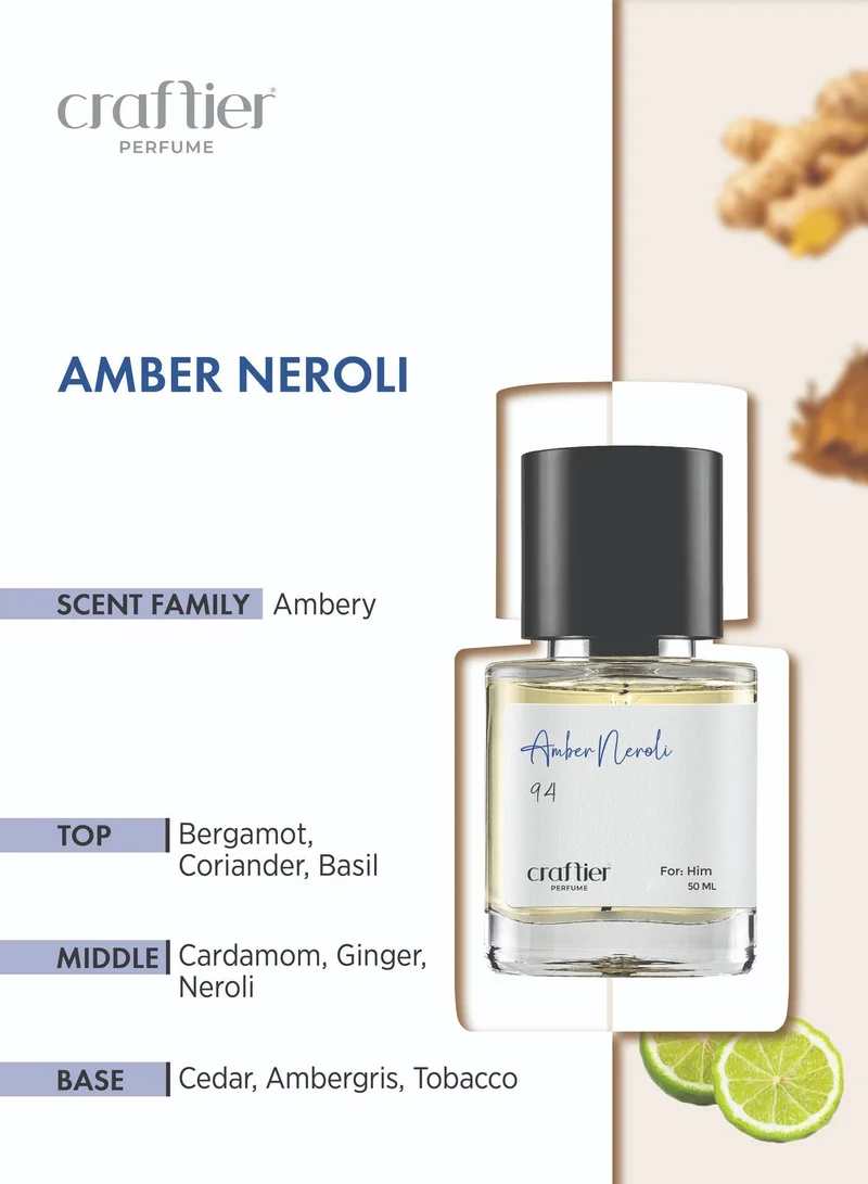 Craftier Perfume Inspired-The One AMBER NEROLI - Inspired of-THE ONE, Eau De Parfum for Men - 50ml, Long Lasting Ambery Fragrance Upto 16 Hrs, Travel Size Men's Perfume for Men | Best Price UAE