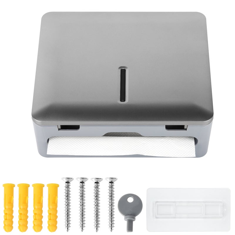 Touchless Paper Towel Dispenser Wall Mount Silver: Lockable Hygienic Design - Visual Window For Paper Level Check - Arc Paper Outlet For Smooth Jam-Free Dispensing For Commercial Use - Image 1
