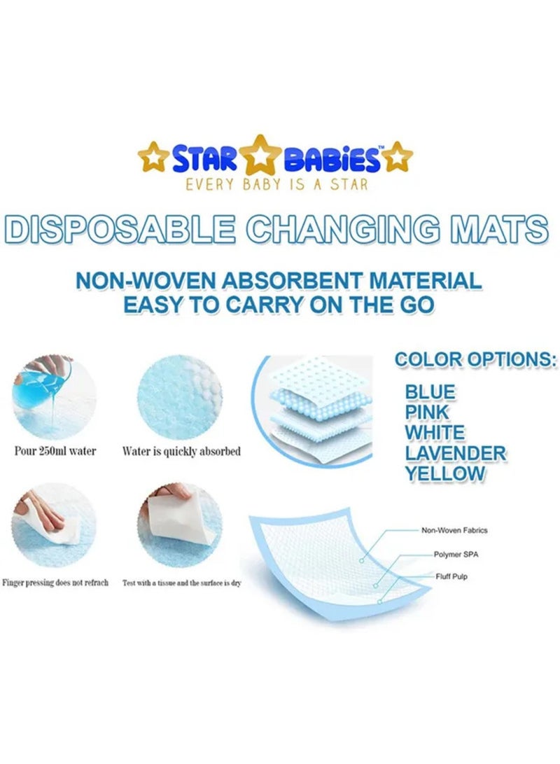 STAR BABiES Combo Pack Disposable Changing Mat 80Pcs Scented Bag 10Pcss Bibs 70Pcs - Blue - Image 4