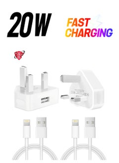 iPhone Charger Plug and Lightning CableApple MFi Certified‘2 Pack 3 pin USB Fast Wall Charging Power Adapter with 2 Pack 1M Lightning to USB Fast Charging Cord for iPhone 14/13/12/11/XS/X/8/7/6/iPad