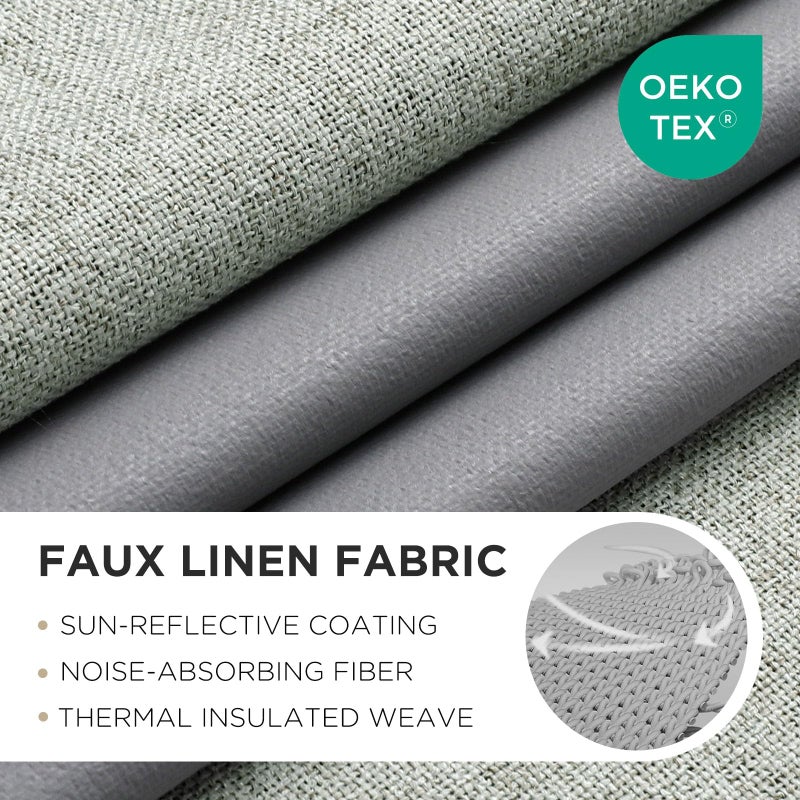 Joydeco Blackout Curtains 84 Inches Long 2 Panels Burg, Room Darkening Curtains for Bedroom, 100% Black Out Textured Thermal Drapes Privacy Protection 2 Panels Set(W52 x L84 Inch, Sage Green) - Image 2