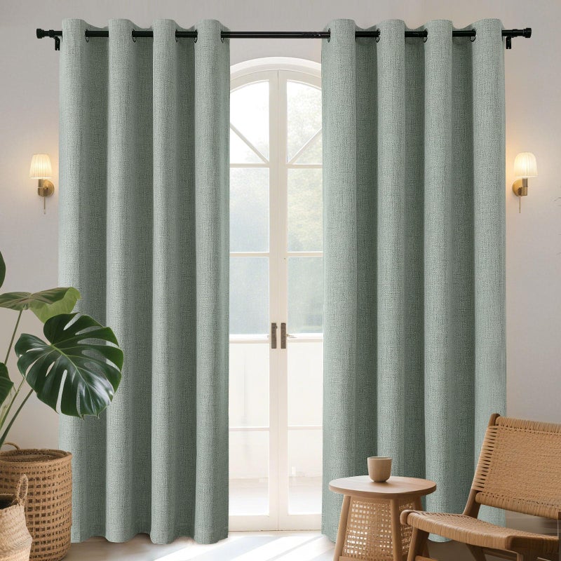 Joydeco Blackout Curtains 84 Inches Long 2 Panels Burg, Room Darkening Curtains for Bedroom, 100% Black Out Textured Thermal Drapes Privacy Protection 2 Panels Set(W52 x L84 Inch, Sage Green) - Image 1