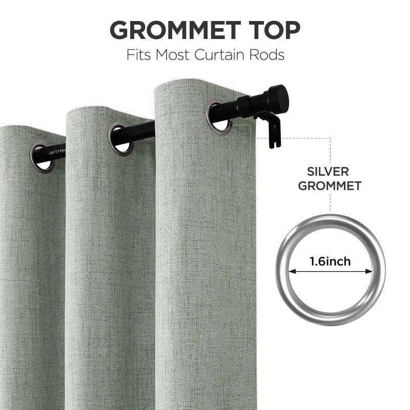 Joydeco Blackout Curtains 84 Inches Long 2 Panels Burg, Room Darkening Curtains for Bedroom, 100% Black Out Textured Thermal Drapes Privacy Protection 2 Panels Set(W52 x L84 Inch, Sage Green) - Image 5