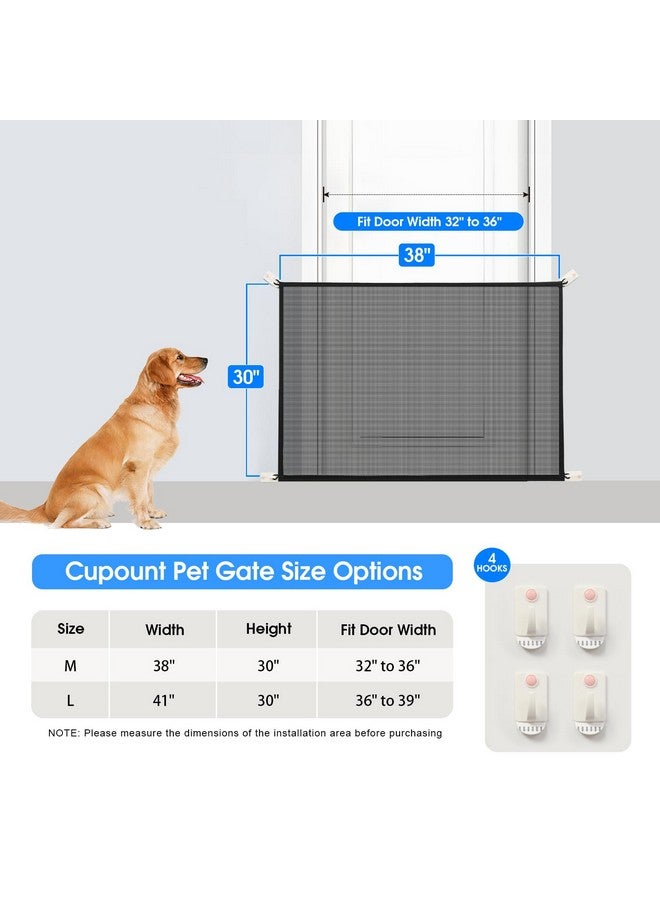 Cupount Mesh Baby & Dog Gate - Fits Openings Up to 36'' Wide, 30'' Tall - Indoor Safety Pet Gate for Stairs & Doorways (Black, 30" H x 38" W) - Image 3