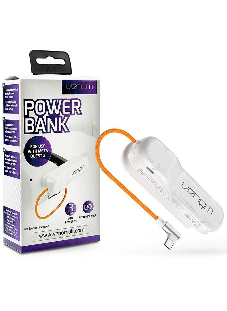 Venom - Meta Quest 2 Rechargeable Power Bank with USB to USB-C Charging Cable Battery Pack - White - Image 1