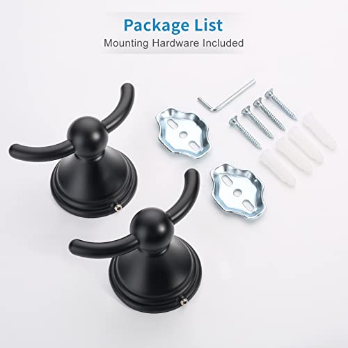 FILTA Bathroom Towel Hooks, Matte Black Robe & Towel Hooks for Wall Mounted, Traditional Towel and Robe Hooks for Hanging Towels, Bath Towel Holder for Shower(2 Pack) - Image 5