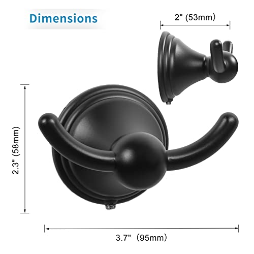 FILTA Bathroom Towel Hooks, Matte Black Robe & Towel Hooks for Wall Mounted, Traditional Towel and Robe Hooks for Hanging Towels, Bath Towel Holder for Shower(2 Pack) - Image 3
