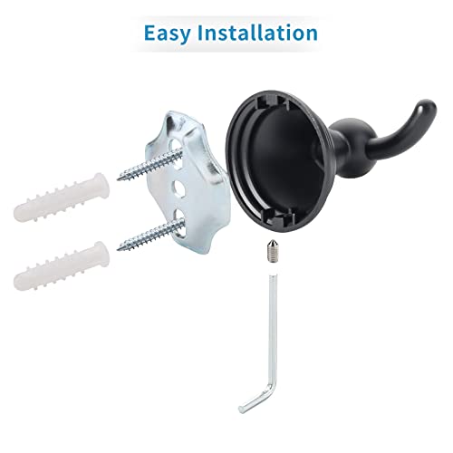 FILTA Bathroom Towel Hooks, Matte Black Robe & Towel Hooks for Wall Mounted, Traditional Towel and Robe Hooks for Hanging Towels, Bath Towel Holder for Shower(2 Pack) - Image 4