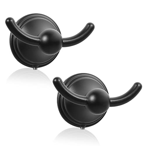 FILTA Bathroom Towel Hooks, Matte Black Robe & Towel Hooks for Wall Mounted, Traditional Towel and Robe Hooks for Hanging Towels, Bath Towel Holder for Shower(2 Pack) - Image 1