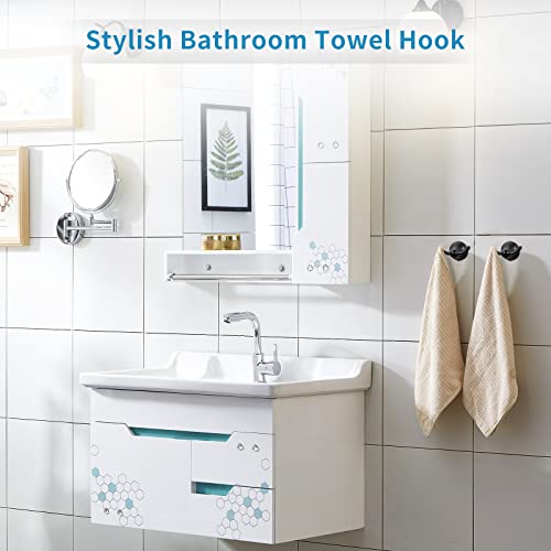 FILTA Bathroom Towel Hooks, Matte Black Robe & Towel Hooks for Wall Mounted, Traditional Towel and Robe Hooks for Hanging Towels, Bath Towel Holder for Shower(2 Pack) - Image 2