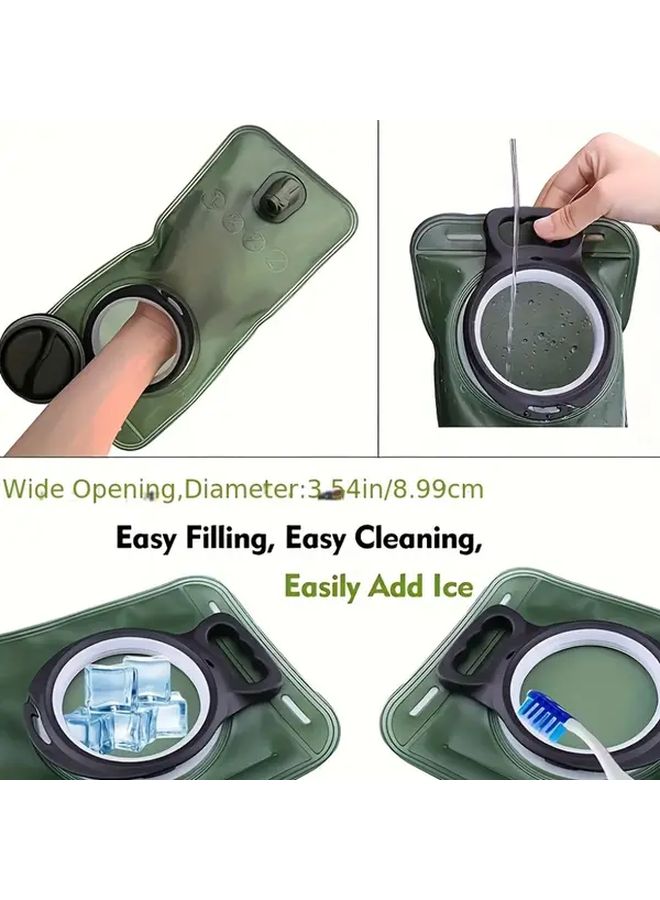 FOCUSONHOME 67.63oz Portable Water Bag for Camping Hiking Durable PE Material Compact Design with Carry Handle Green Outdoor Sports Hiking Gear Sleek Cylindrical Design Sturdy Construction - Image 5