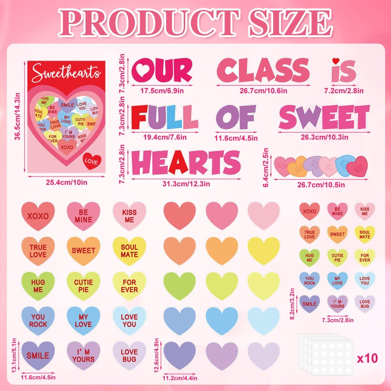 Sereliy Valentines Day Bulletin Board Decorations for Classroom, Love Heart Cutouts February Bulletin Board Decorations, Our Class Is Full of Sweet Hearts Valentine Decor for School Walls Doors - Image 2