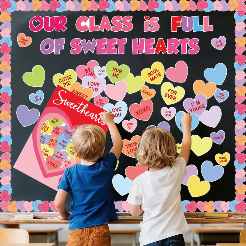 Sereliy Valentines Day Bulletin Board Decorations for Classroom, Love Heart Cutouts February Bulletin Board Decorations, Our Class Is Full of Sweet Hearts Valentine Decor for School Walls Doors - Image 5