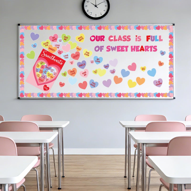 Sereliy Valentines Day Bulletin Board Decorations for Classroom, Love Heart Cutouts February Bulletin Board Decorations, Our Class Is Full of Sweet Hearts Valentine Decor for School Walls Doors - Image 4