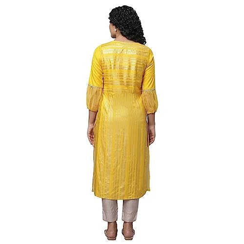 Aurelia Women Viscose Regular Fit Geometric Kurta (23Fea14045-507020_Yellow_XXL - Image 2