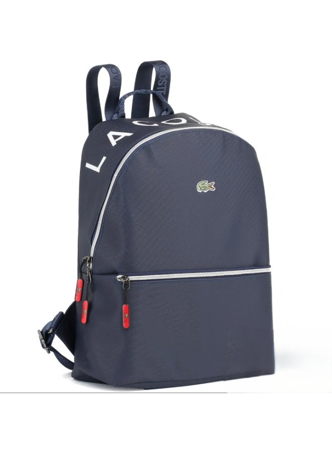 Lacoste Navy Blue Fiber Men’s Laptop Backpack Bag – Durable Waterproof Travel, School, and Sport Bag with Padded Compartments and Adjustable Straps