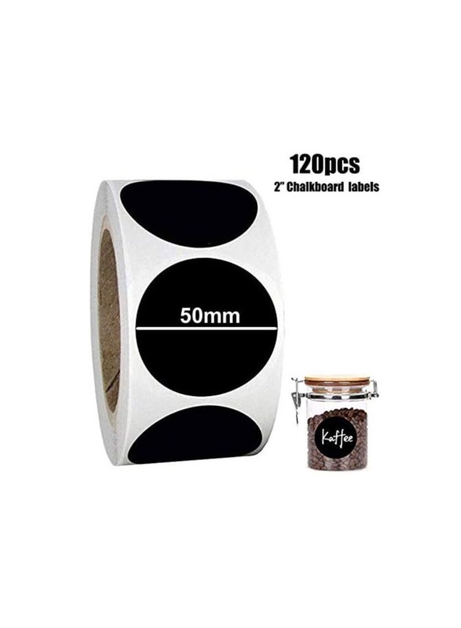 بريميفي 120 ملصق سبورة دائري مع قلم تحديد، ملصقات مخزن ومخزن للبرطمانات، ملصقات مخزن للبرطمانات، توابل، زجاج، أكواب، حاويات، علب، مطبخ، حمام، غرفة غسيل - Image 2