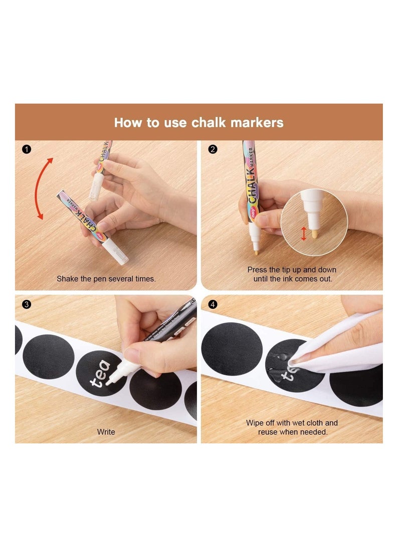 بريميفي 120 ملصق سبورة دائري مع قلم تحديد، ملصقات مخزن ومخزن للبرطمانات، ملصقات مخزن للبرطمانات، توابل، زجاج، أكواب، حاويات، علب، مطبخ، حمام، غرفة غسيل - Image 5