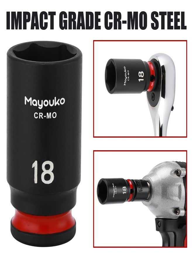 Mayouko 14PCS 3/8" Drive Semi-Deep Impact Socket Set, 8-22MM, Metric, CR-MO, Impact Grade Middle Length Socket Set, 6 Point - Image 5