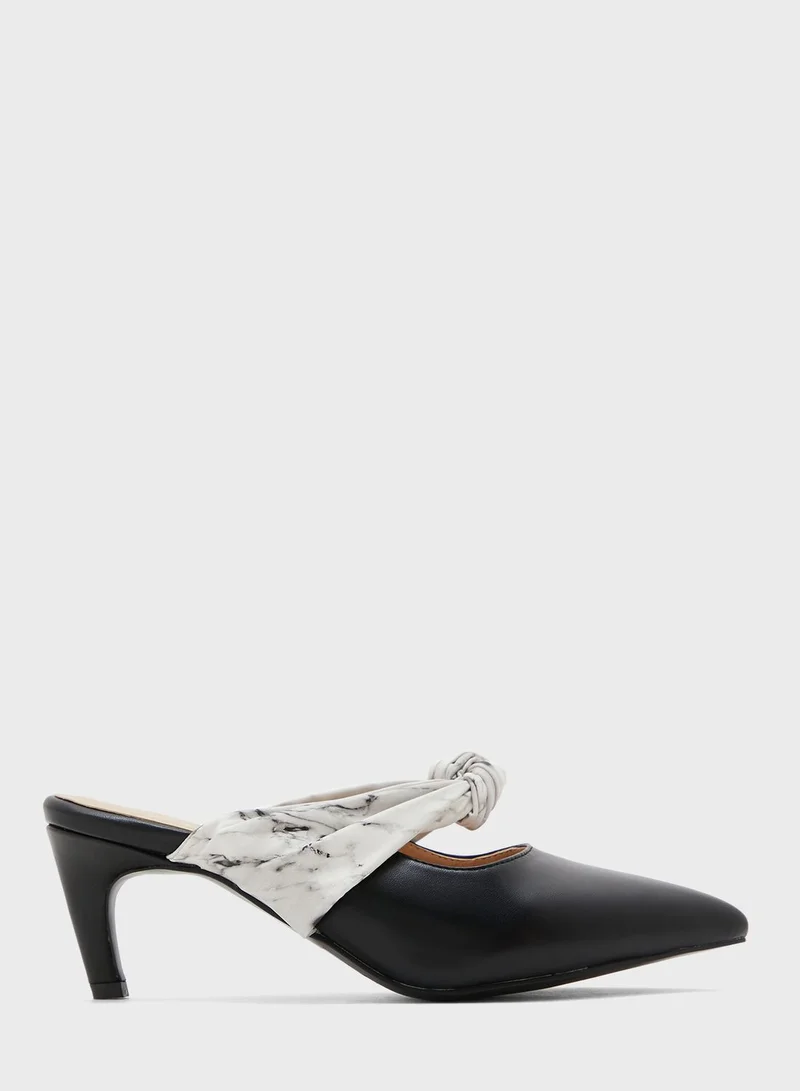Khizana Knotted Strap Slip-On Pointed Stiletto Pump