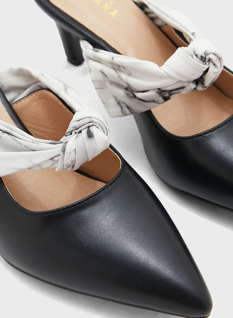 Khizana Knotted Strap Slip-On Pointed Stiletto Pump