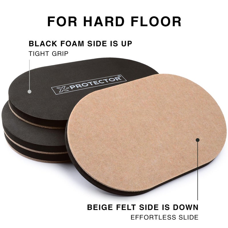 X-Protector Felt Furniture Sliders Hardwood Floors - 4 PCS 6" x 3 1/2" Furniture Sliders - Heavy Duty Felt Sliders Hard Surfaces â€“ Move Your Furniture Easily & Safely! - Image 4