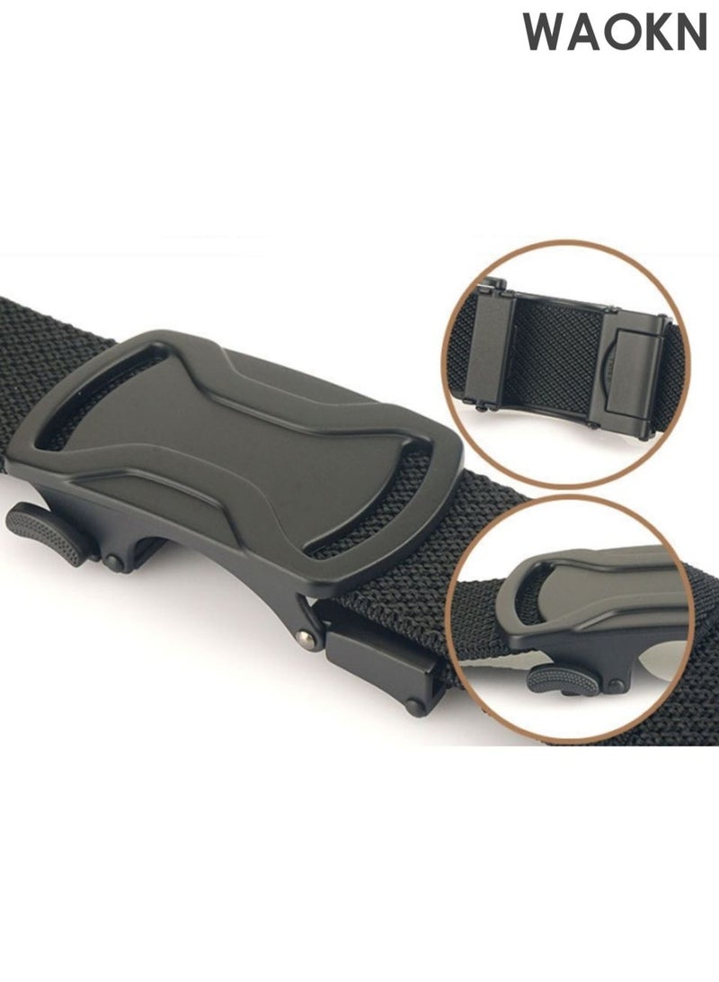 WAOKN Elastic Ratchet Men Belts ,120cmStretch Belt with Automatic Buckle for Men , Adjustable Trim to Fit 120cm Waist , Fashionable and versatile, sturdy and durable, wear-resistant and dirt resistant , black . - Image 2