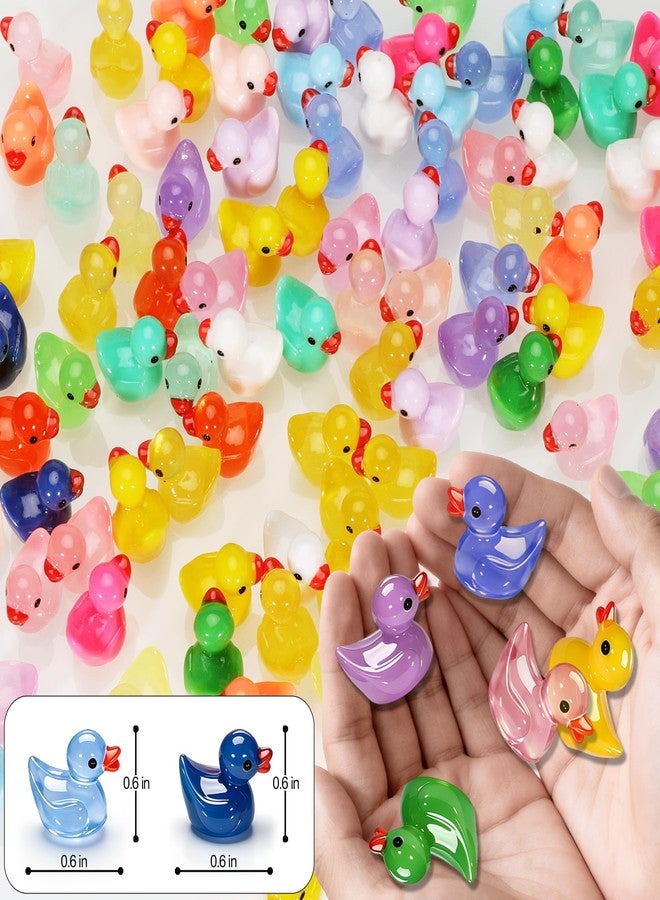 QUMMFA 110pcs Mini Resin Ducks, Glow in The Dark Tiny Ducks to Hide, 20 Colors Mini Resin Animals, Miniature Landscape Decor for Aquarium, Fish Tank, Fairy Garden Home Dollhouse Accessories - Image 2