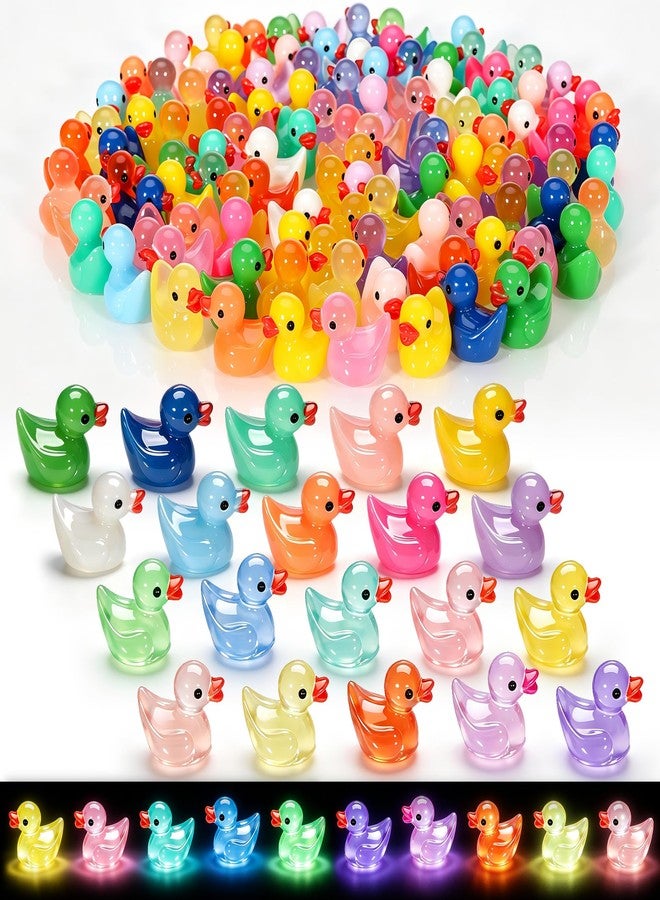 QUMMFA 110pcs Mini Resin Ducks, Glow in The Dark Tiny Ducks to Hide, 20 Colors Mini Resin Animals, Miniature Landscape Decor for Aquarium, Fish Tank, Fairy Garden Home Dollhouse Accessories - Image 1