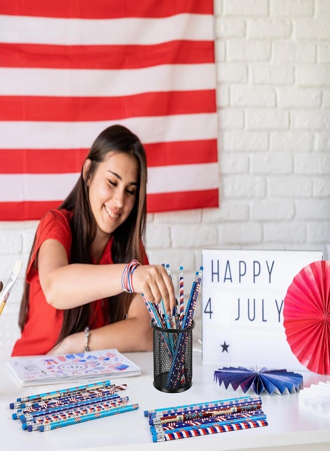 FOIMAS 48pcs 4th of July Pencils Patriotic USA Flag Wooden Pencils with Erasers for 4th of July Parotic Party Independence Day Home Decoration - Image 4