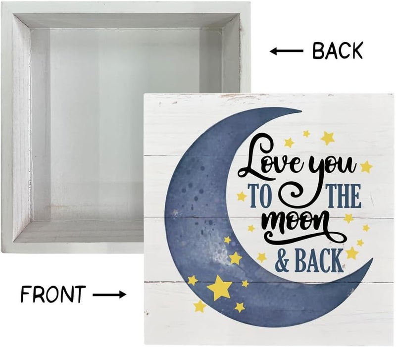 Razpah Inspirational Wooden Nursery Decor  Star Moon Signs for Kids Room  Family Love  Love You to the Moon and Back - Image 3