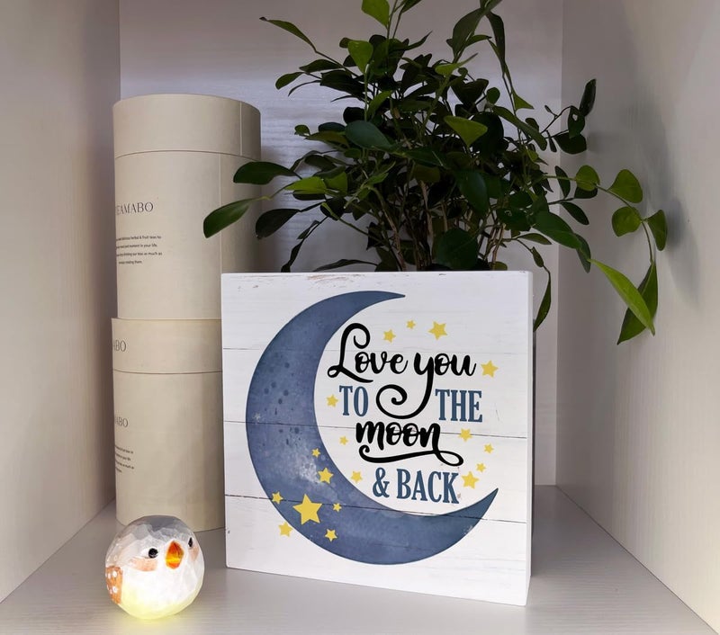Razpah Inspirational Wooden Nursery Decor  Star Moon Signs for Kids Room  Family Love  Love You to the Moon and Back - Image 4