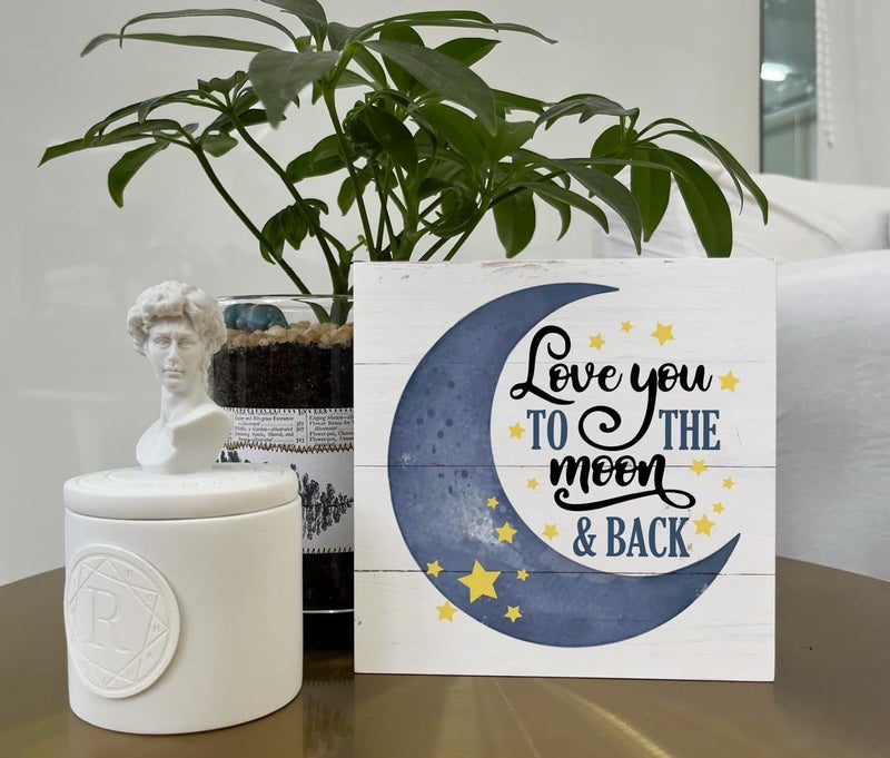 Razpah Inspirational Wooden Nursery Decor  Star Moon Signs for Kids Room  Family Love  Love You to the Moon and Back - Image 5