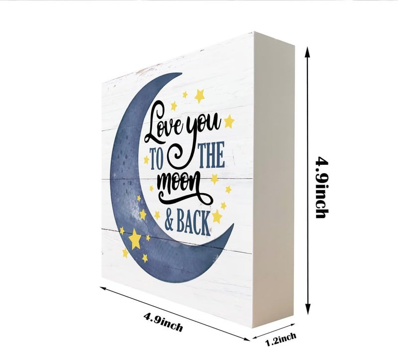 Razpah Inspirational Wooden Nursery Decor  Star Moon Signs for Kids Room  Family Love  Love You to the Moon and Back - Image 2