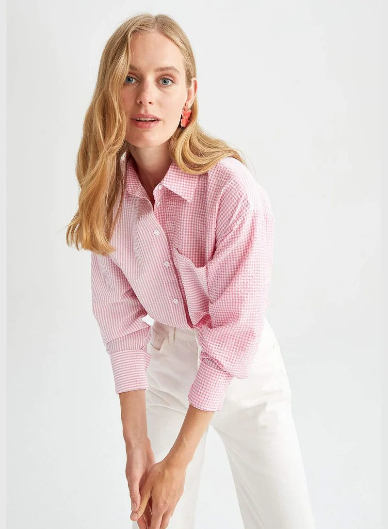 ديفاكتو Oversized Long Sleeve One Side Pocket Shirt