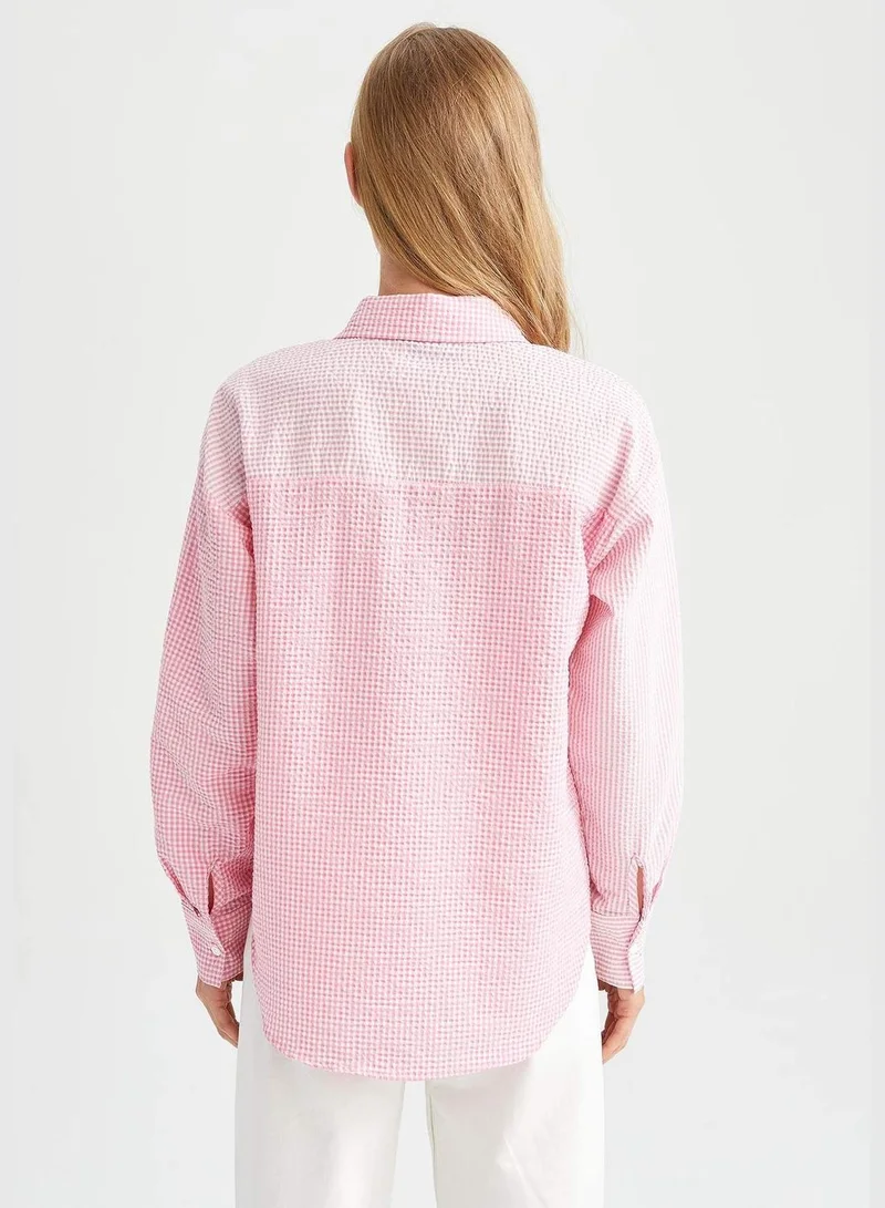 ديفاكتو Oversized Long Sleeve One Side Pocket Shirt