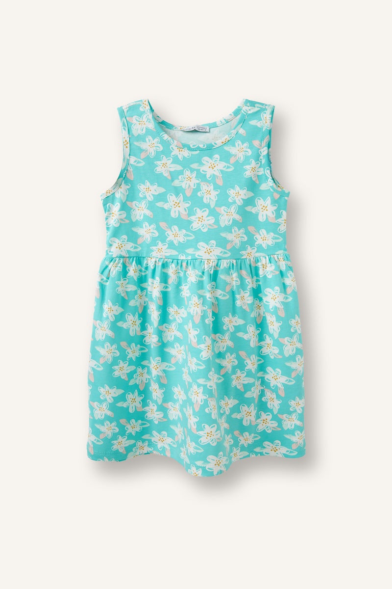 DeFacto Blue BabyGirl Baby Girl Regular Fit Printed Sleeveless Knitted Dress Casual - Image 1
