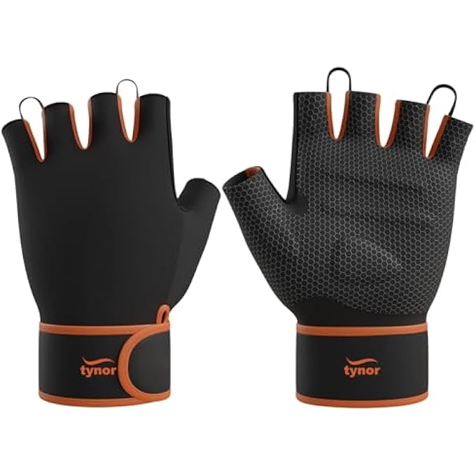 تاينور قفازات رياضية بمقبض مع دعم، أسود، متوسط، زوج واحد - Image 1