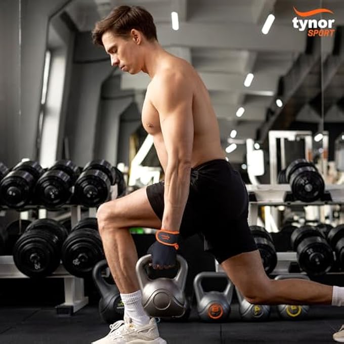 تاينور قفازات رياضية بمقبض مع دعم، أسود، متوسط، زوج واحد - Image 5