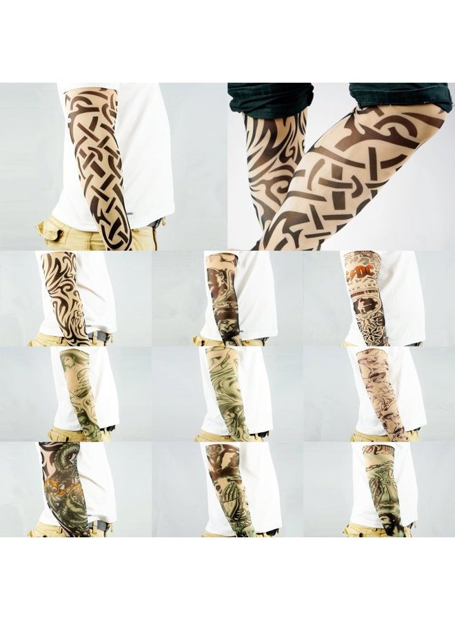 Kare Kind 10pc Fake Temporary Tattoo Sleeves Body Art Arm Stockings Accessories by - Designs Tribal, Dragon, Skull, and Etc. - Image 1