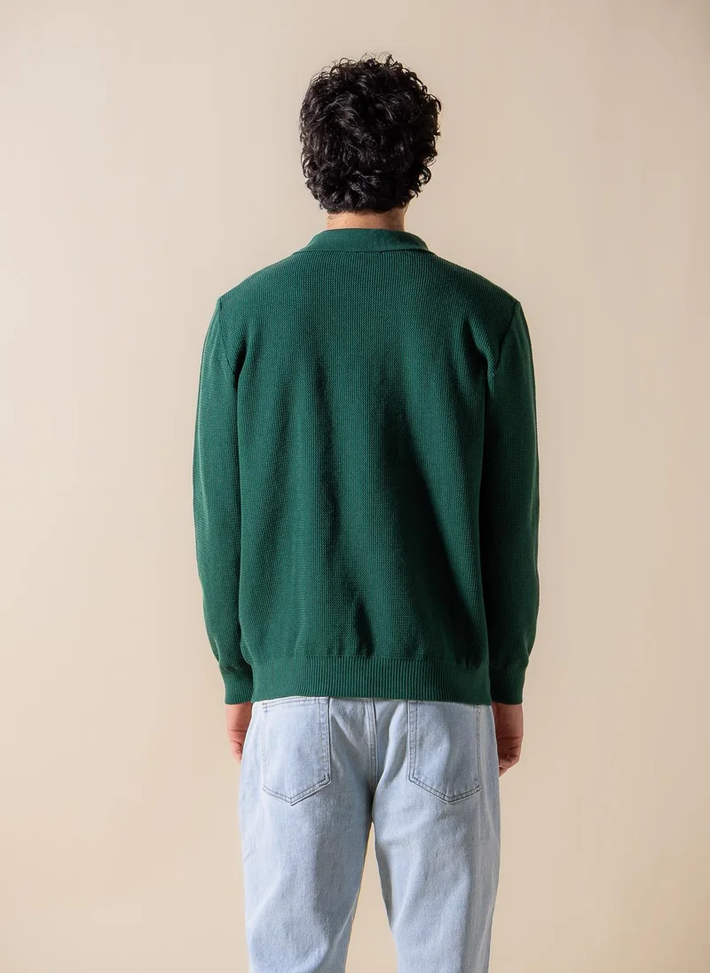 SHAPES KNITTED POLO SHIRT WITH ZIP