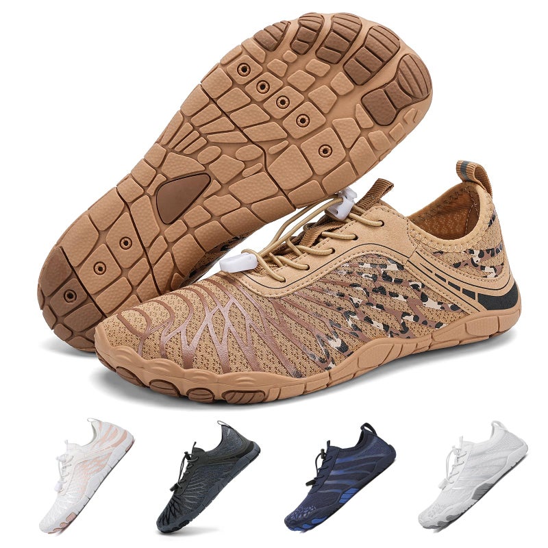 FUNWINK Hike Barefoot Shoes for Womens Men Wide Toe Water Shoes Flexible Lightweight Daily Wear Walking Shoes Unisex,Designed for Walking,Running&Swimming Tan - Image 1