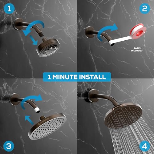 SparkPod Shower Head - High Pressure Rain - Premium Quality Luxury Design - Easy Clean Adjustable Replacement for Your Bathroom Shower Heads (Vintage Oil Rubbed Bronze, 8 Inch Round) - Image 4