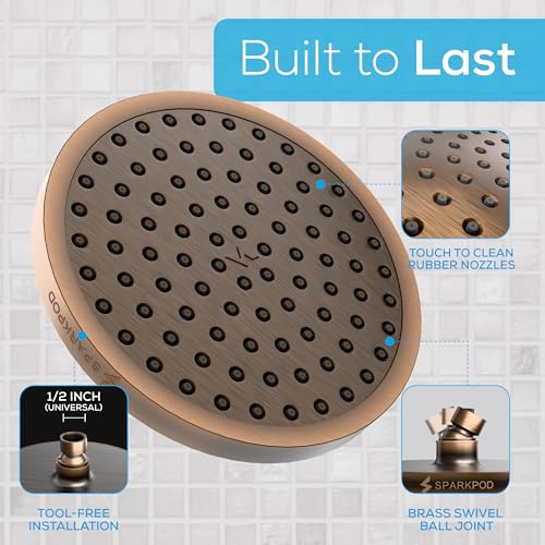 SparkPod Shower Head - High Pressure Rain - Premium Quality Luxury Design - Easy Clean Adjustable Replacement for Your Bathroom Shower Heads (Vintage Oil Rubbed Bronze, 8 Inch Round) - Image 5