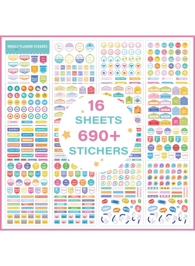 الأزرق جي دبليو ملصقات خطة الجماليات الإبداعية الجديدة Planner Stickers يوم الأحد ، ملصقات تخطيط الملاحظات - Image 2
