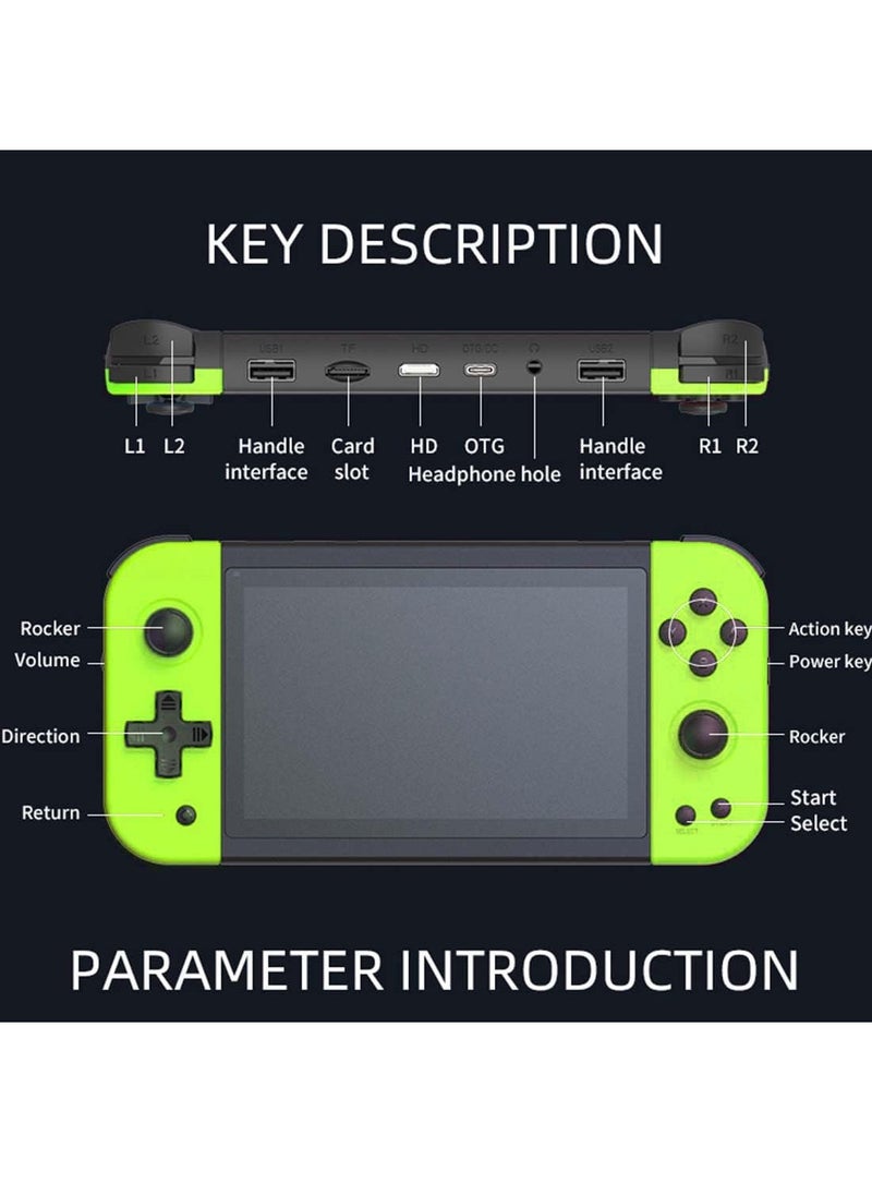 Powkiddy - X51 Handheld Game Console Retro Video Game Console Built-in 5700 Games, 5-inch Linux Open Source Game Console Portable Gaming Console for Gameboy 64G (Yellow) - Image 1