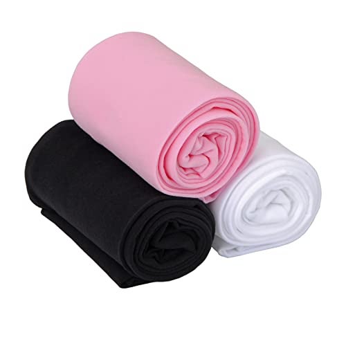 EVERSWE 3 Pairs Pack Girls Microfiber Tights Multiple Colors (White/Black/Pink, 8-10) - Image 2