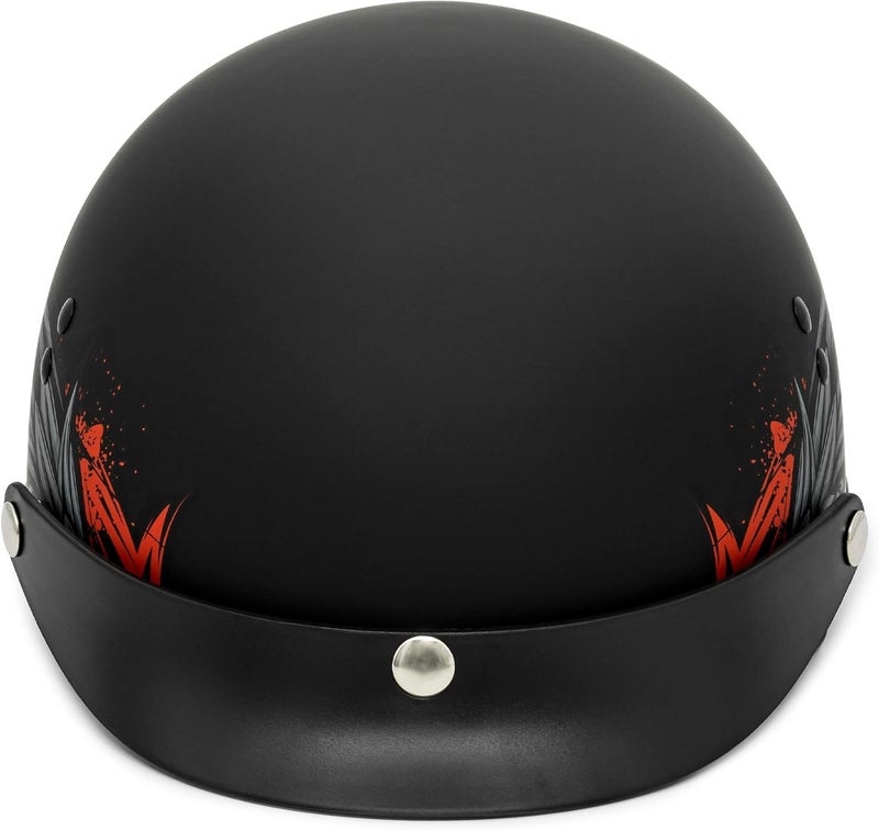 VCAN Cruiser Solid Flat Black Half Face Motorcycle Helmet with Drop-Down Sun Visor - Image 4