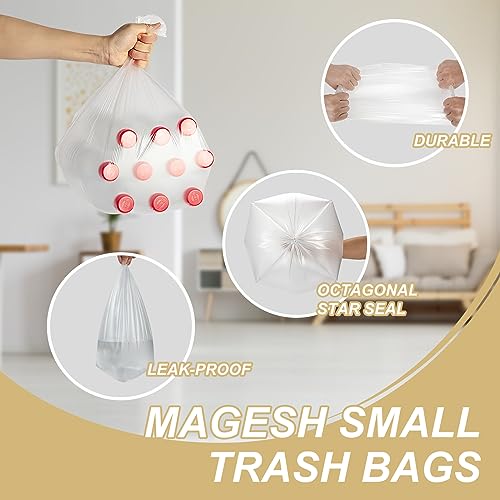 Magesh 2.6 Gallon Small Trash Bags, Magesh 2.6 Gallon Trash Bag Strong, Leakage-Free, Small Garbage Bags Unscented Thick for Bathroom, Office, Kitchen Mini Trash Can, 100 Bags, Clear - Image 2